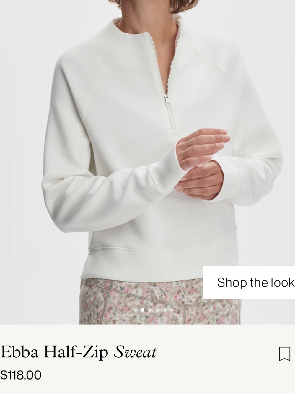 Varley Ebba Half-Zip Sweatshirt White Size Small